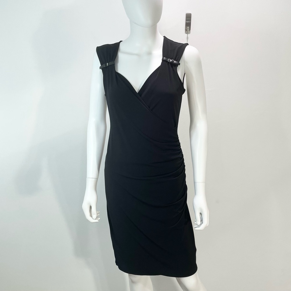 michael Kors Black Sexy Fitted Dress Buckle‎ And Side Ruching Size Small